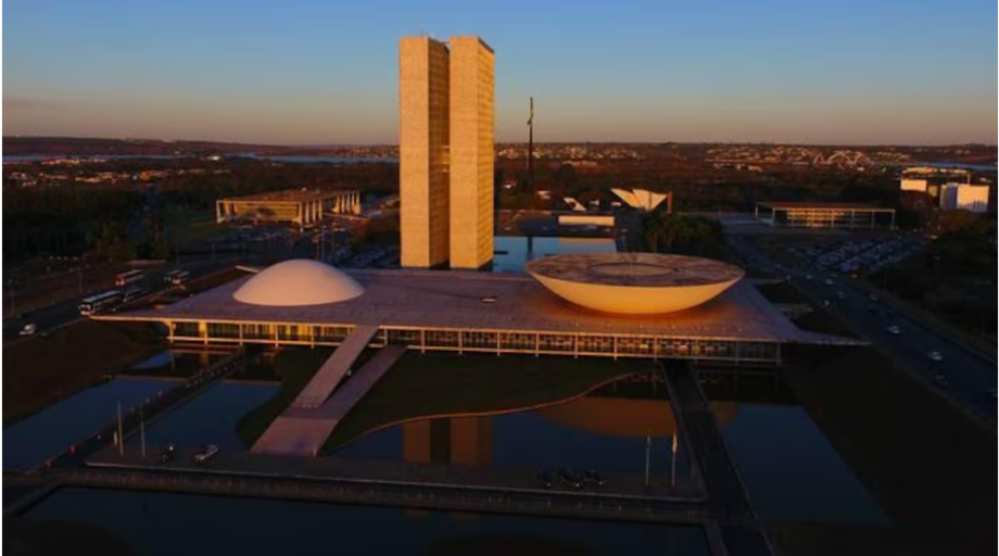 Vista aérea de do prédio do Congresso Nacional, em Brasília