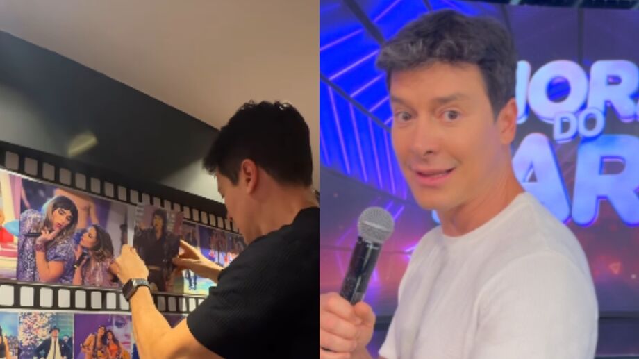 Rodrigo Faro se emociona ao desmontar camarim na Record após anunciar saída da emissora
