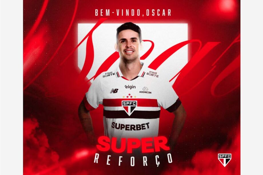 Oscar foi anunciado como reforço do São Paulo nesta terça.