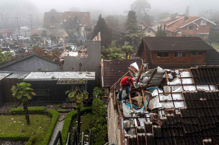 Local onde ocorreu queda de avião em Gramado, na serra gaúcha.