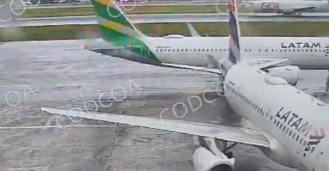 Aviões da Latam colidem durante manobra em pátio do aeroporto de Congonhas.