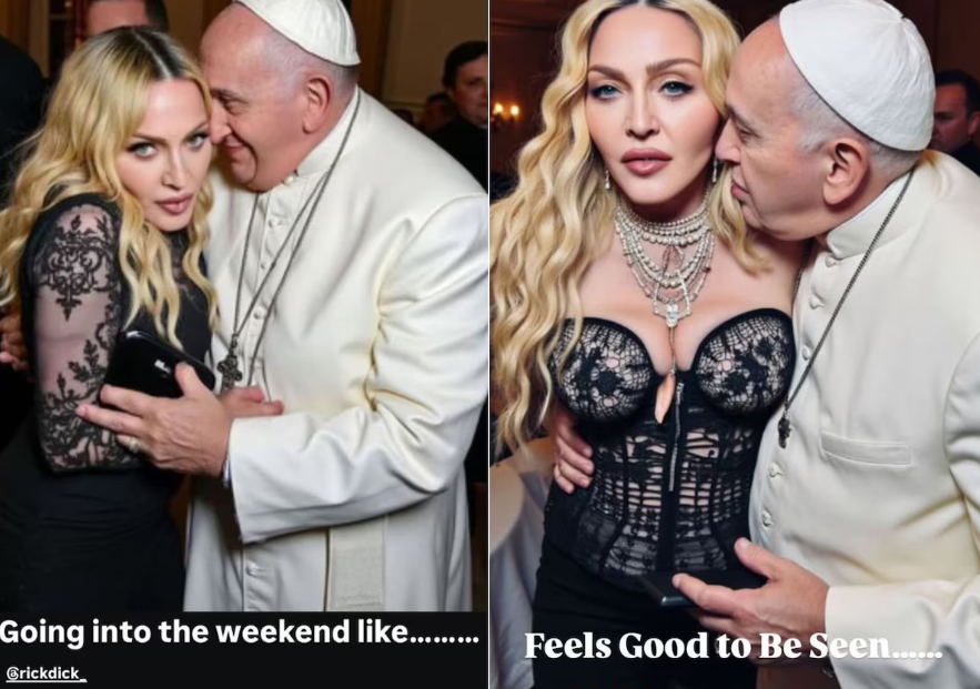 Madonna publica fotos de IA com Papa Francisco