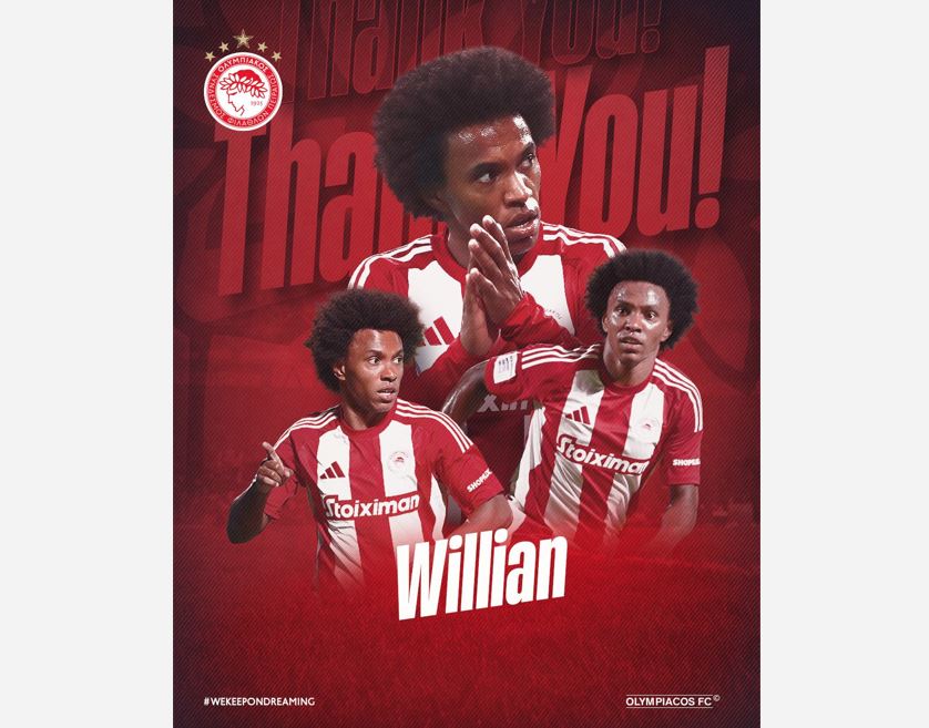 Olympiacos confirma saída do meia Willian, ex-Corinthians: 'Sempre terá espaço na família'