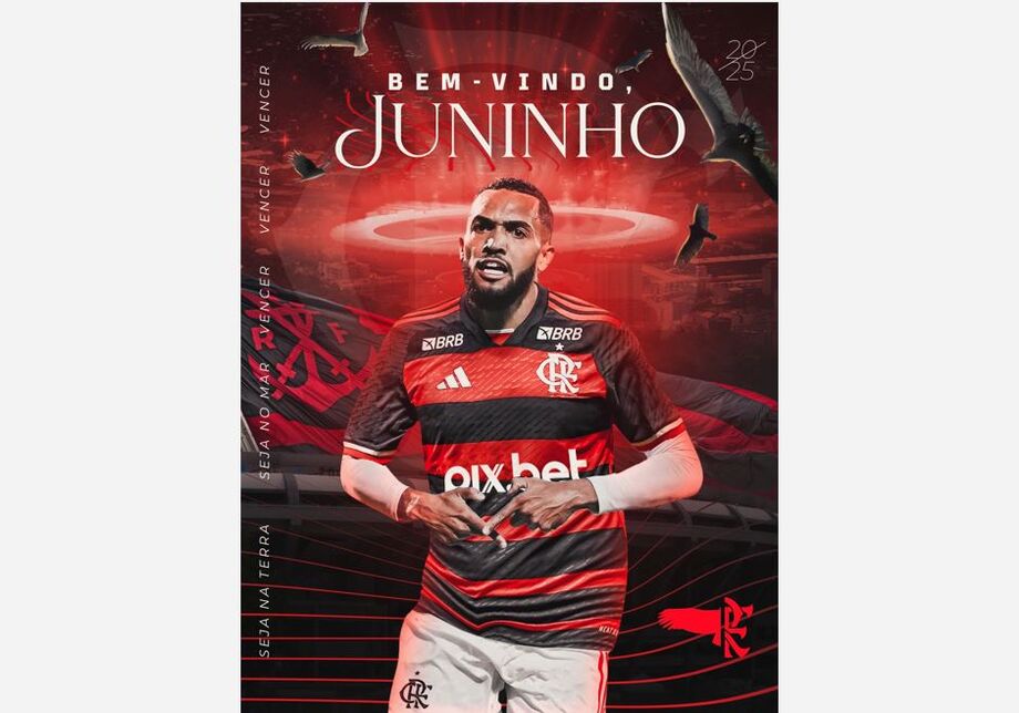 Flamengo anuncia a contratação do atacante Juninho até o fim de 2028