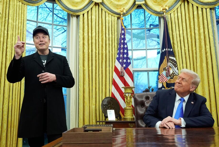 O presidente americano Donald Trump com Elon Musk no Salão Oval da Casa Branca, nesta terça-feira, 11.