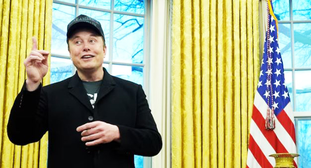 O bilionário Elon Musk no gabinete presidencial, na Casa Branca