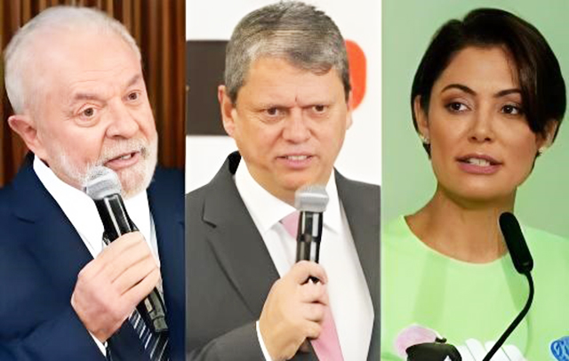 Pesquisa aponta empate técnico de Lula contra Michelle Bolsonaro e Tarcísio, mas ex-presidente Jair Bolsonaro venceria o petista no segundo turno.