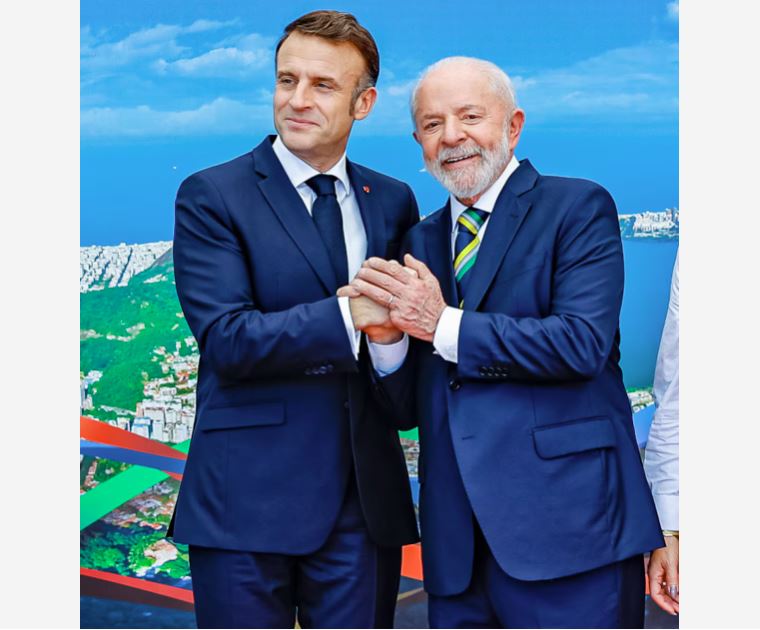Lula e Macron durante reunião do G-20 no Rio
