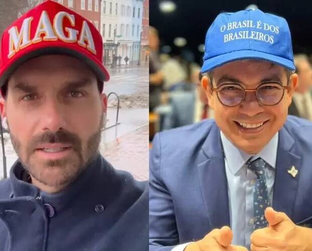 Eduardo Bolsonaro e Randolfe Rodrigues discutem sobre 'bonés
