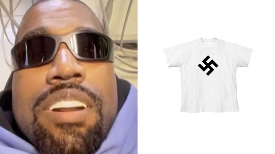 Kanye West engana produção do Super Bowl e usa comercial para vender camisetas nazistas em site.