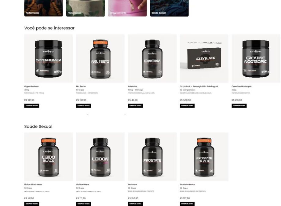 Site da Black Skull anunciava parte dos produtos proibidos nesta quarta-feira, 12