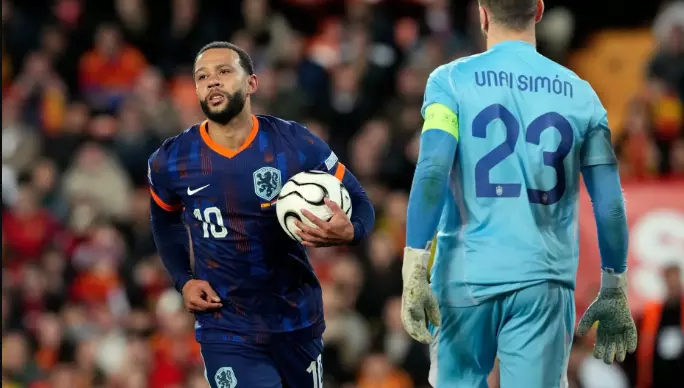 Memphis marca, se aproxima da artilharia da Holanda, mas vê Espanha avançar na Liga das Nações