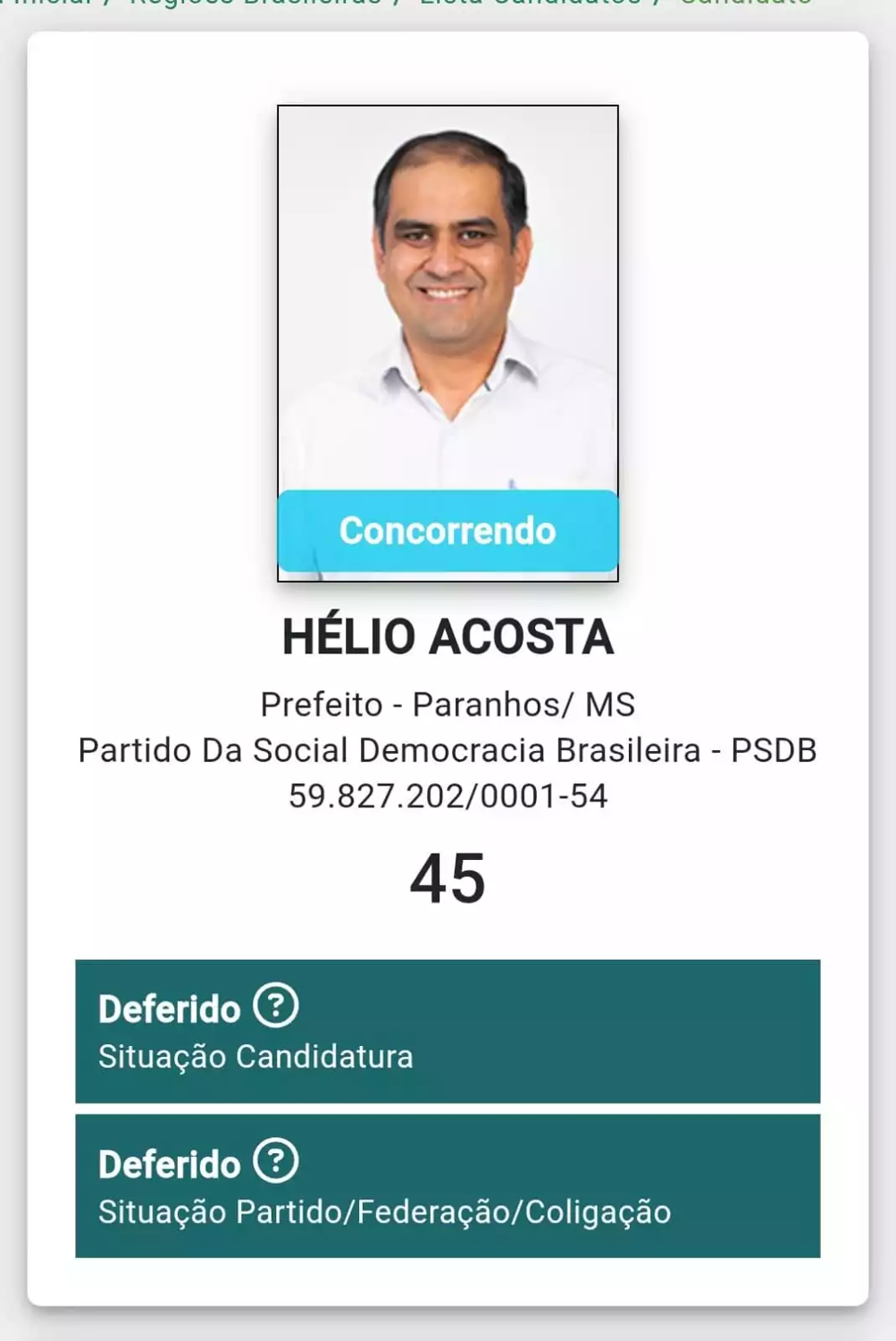 Com candidatura deferida, Hélio Acosta segue firme na disputa eleitoral em Paranhos
