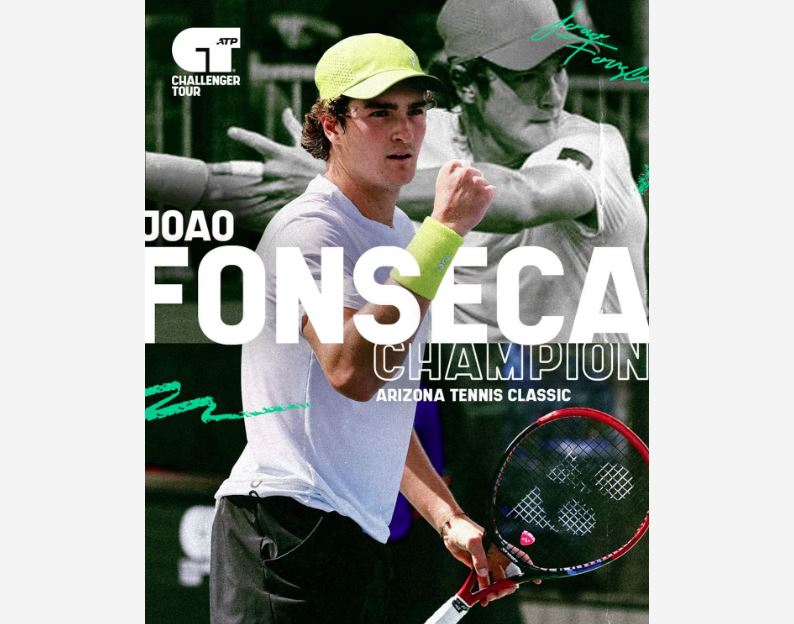 João Fonseca vence Challenger de Phoenix e fatura 3º título em 2025.