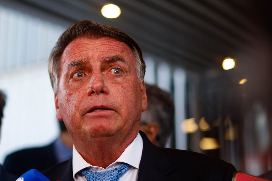 O ex-presidente da República Jair Bolsonaro (PL) concedeu entrevista coletiva no anexo I do Senado Federal em Brasília, logo depois de se tornar réu no Supremo Tribunal Federal (STF) por tentativa de golpe de Estado.