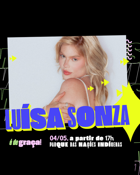 A cantora Luísa Sonza se apresenta de graça em Campo Grande no próximo dia 4 de maio, a partir das 17h, no Parque das Nações Indígenas. O show faz parte da abertura da nova temporada do projeto MS ao Vivo, realizado pelo Sesc MS em parceria com o Governo