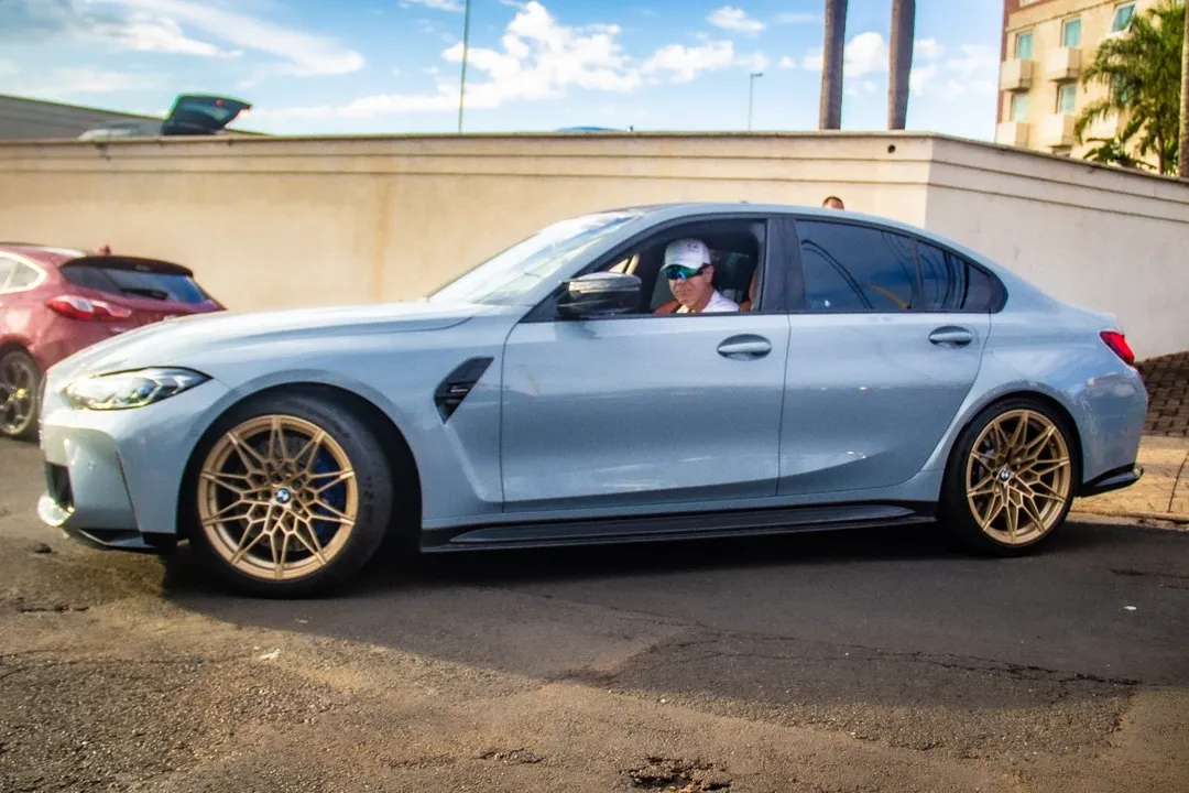 BMW M3 pilotado por Wilson Araújo Coelho durante o evento Driver Top Speed 2025, em Gavião Peixoto (SP).