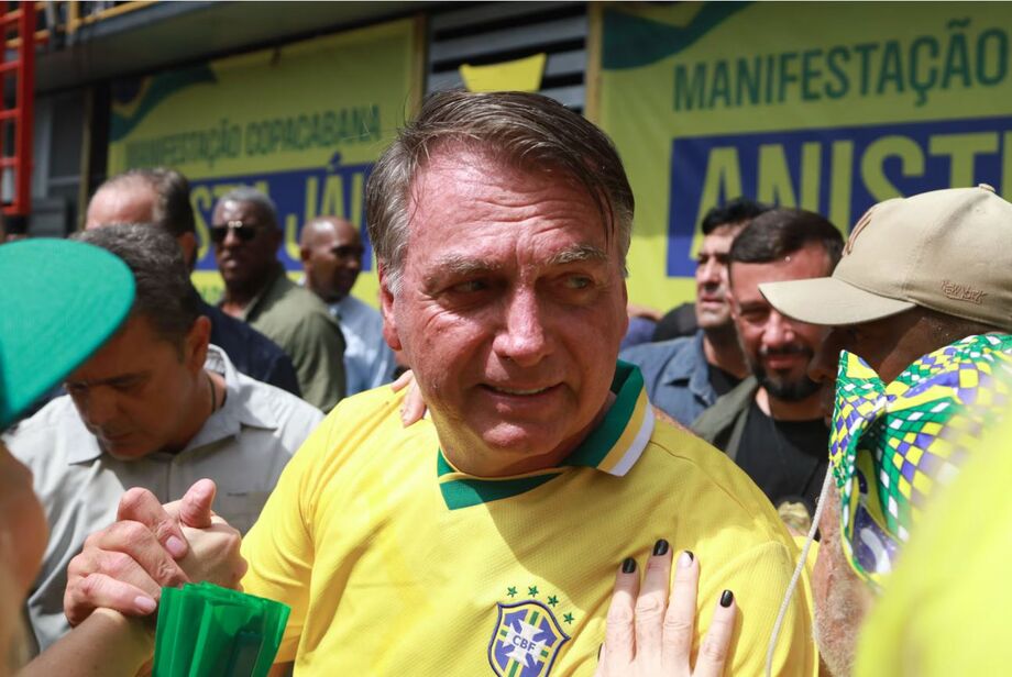 Ato Anistia Já, com a presença do ex-presidente Bolsonaro, em Copacabana.
