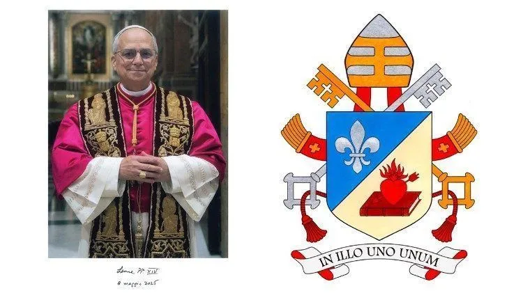 Vaticano divulga brasão do papa Leão XIV com seu lema episcopal