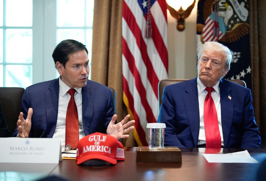 Secretário de Estado dos EUA, Marco Rubio, e o presidente Donald Trump