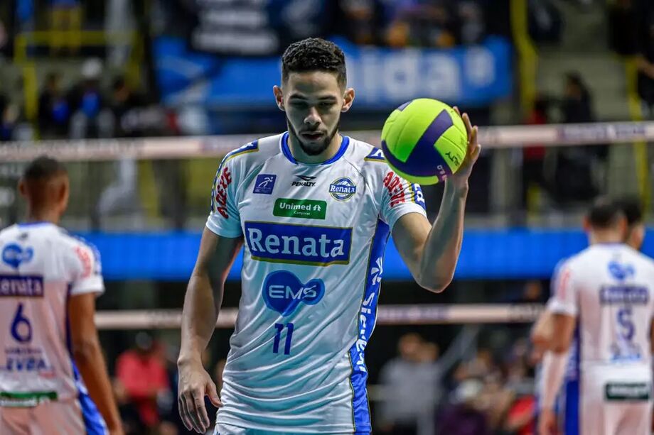 Judson Nunes, natural de Campo Grande, durante partida da Superliga pelo Vôlei Renata time com o qual foi vice-campeão nacional e eleito melhor central por três temporadas seguidas.