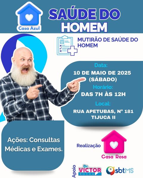Casa Rosa promove mutirão da Saúde do Homem com atendimentos gratuitos no bairro Tijuca II