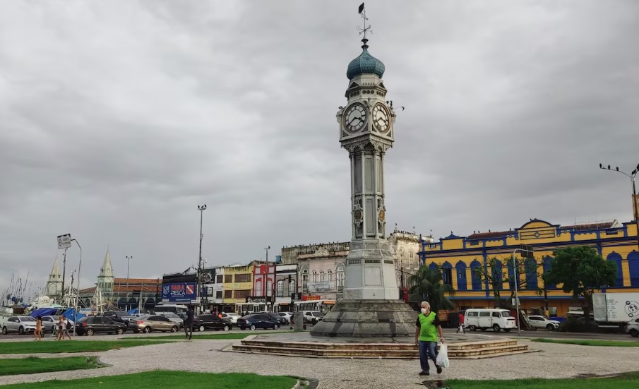 A Praça do Relógio, no Complexo do Ver-o-Peso, em Belém.