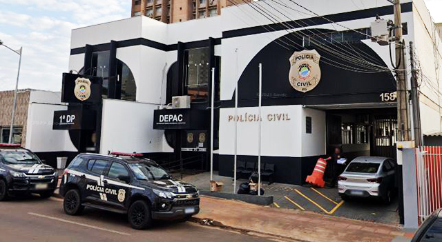 Fachada da Depac-Centro, onde foi registrada a denúncia de chantagem e ameaça