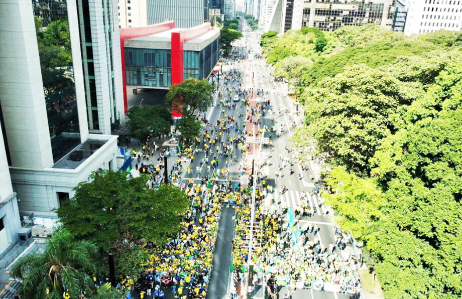 Ato organizado por Jair Bolsonaro na Avenida Paulista neste domingo, 29 de junho, por volta das 13:40; passeata foi a menor desde o fim do mandato do ex-presidente, em janeiro de 2023