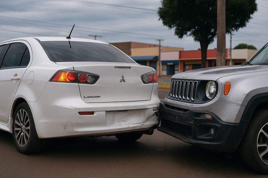 Batida entre Lancer e Renegade gera confusão em rotatória movimentada de Campo Grande; ninguém ficou ferido
