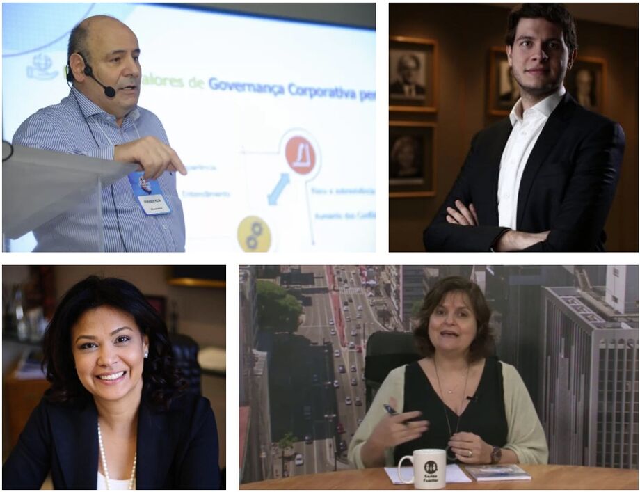 Domingos Ricca (especialista em governança e sucessão empresarial), Aurélio Rolim Rocha (empresário e presidente do LIDE/MS), Telma Marcon (advogada especialista em governança corporativa) e Sheila Madrid Saad (consultora em gestão de pessoas e sucessão