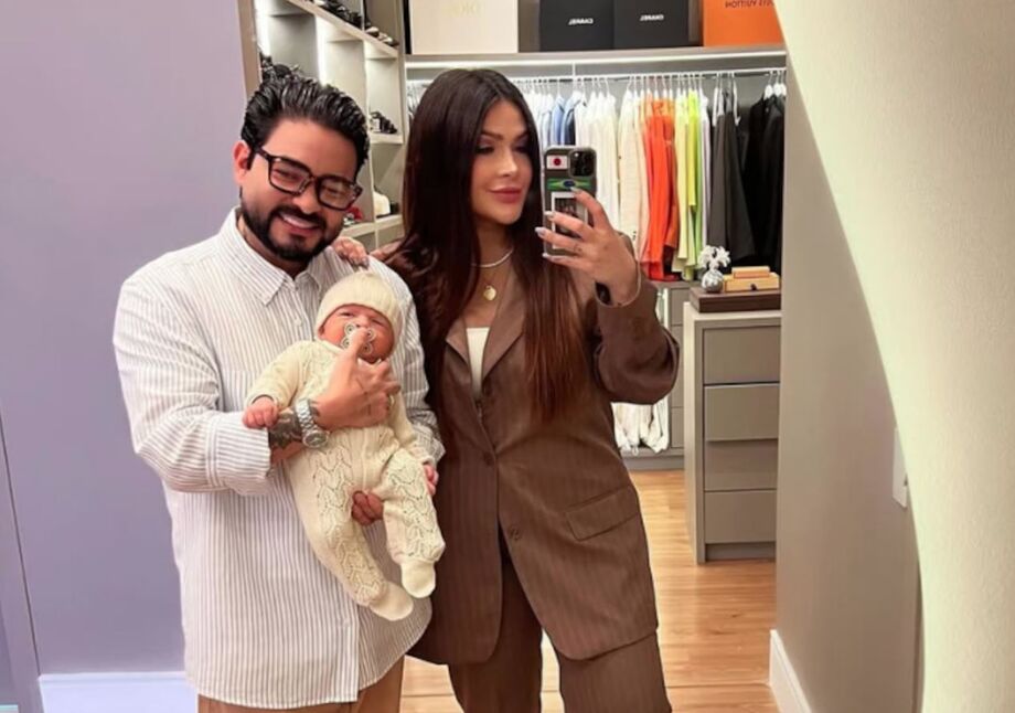 Yudi Tamashiro, ex-apresentador do Bom Dia & Cia, e Mila Braga com o filho Davi Yudi, nascido em 19 de maio.