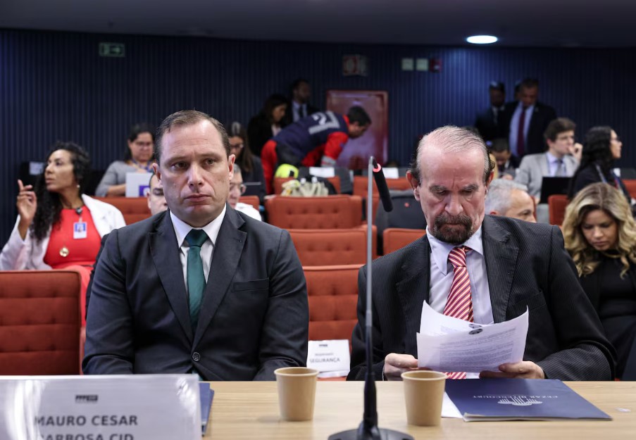 Mauro Cid durante interrogatório no STF