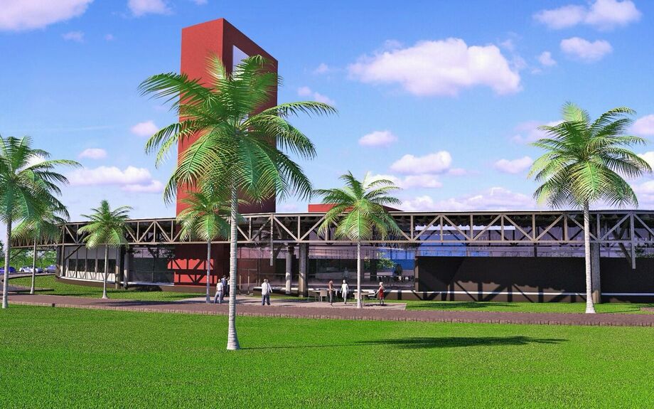 Projeção do novo espaço do Parktec CG, que funcionará no Complexo Belas Artes, em Campo Grande; local vai receber startups com apoio gratuito do poder público.