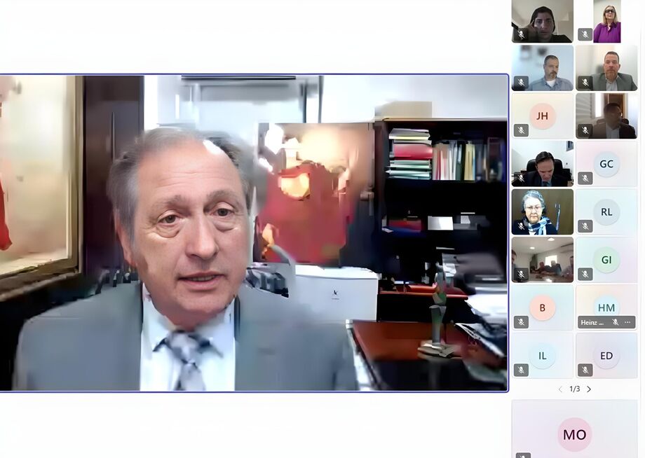 Desembargador Nélio Stábile conduz reunião virtual do Comitê Estadual de Saúde do TJMS com participação de representantes do Judiciário e da área da saúde pública.