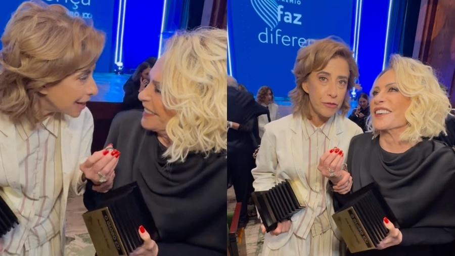 Atriz e apresentadora estiveram juntas na cerimônia do prêmio 'Faz Diferença'