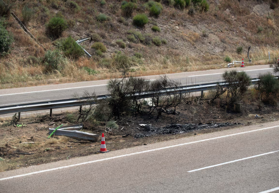 Local do acidente que vitimou Diogo Jota e seu irmão, na Espanha.