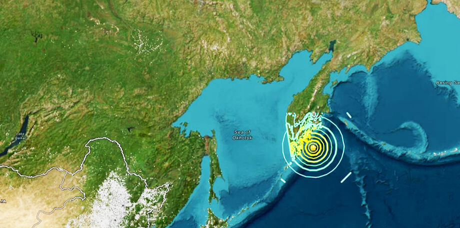 Imagem do Serviço Geológico dos Estados Unidos (USGS) mostra região atingida por terremoto no leste da Rússia