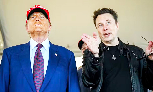 Trump e Elon Musk em evento oficial nos Estados Unidos, antes do rompimento político.
