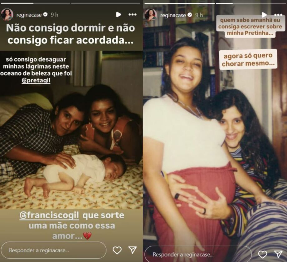 Regina Casé resgatou fotos antigas ao lado de Preta Gil e lamentou a morte da cantora