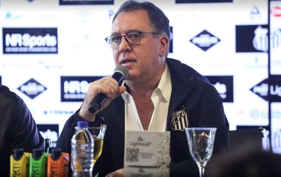 Presidente do Santos, Marcelo Teixeira, no evento de inauguração da nova estrutura das categorias de base no CT Rei Pelé