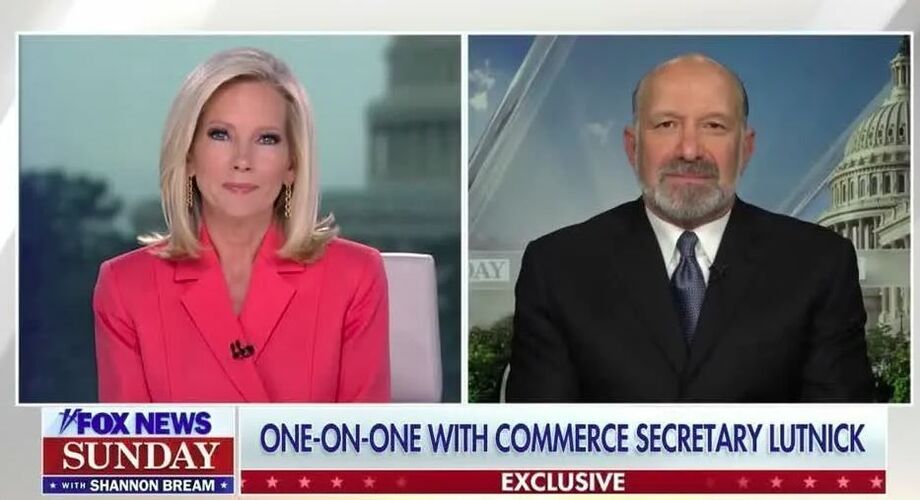 Secretário do Comércio dos Estados Unidos, Howard Lutnick, participa do programa Fox News Sunday com Shannon Bream
