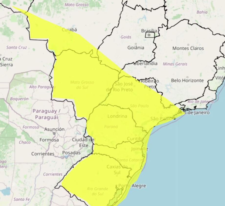 Inmet emite alerta de queda de temperaturas em Estados brasileiros.