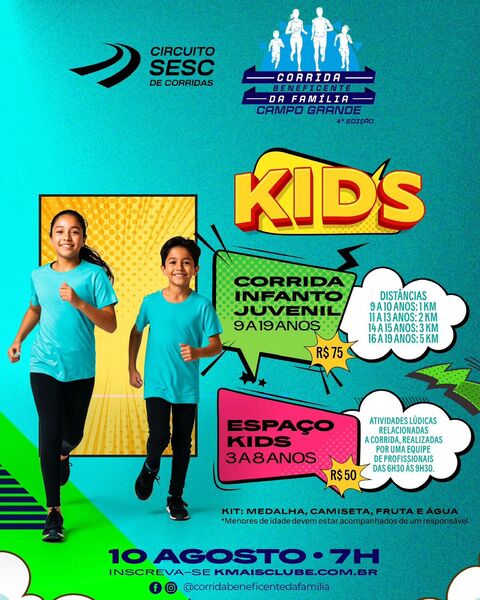 Evento no Afonso Pena terá provas para todas as idades e arrecadação de alimentos para projetos sociais no dia 10 de agosto.