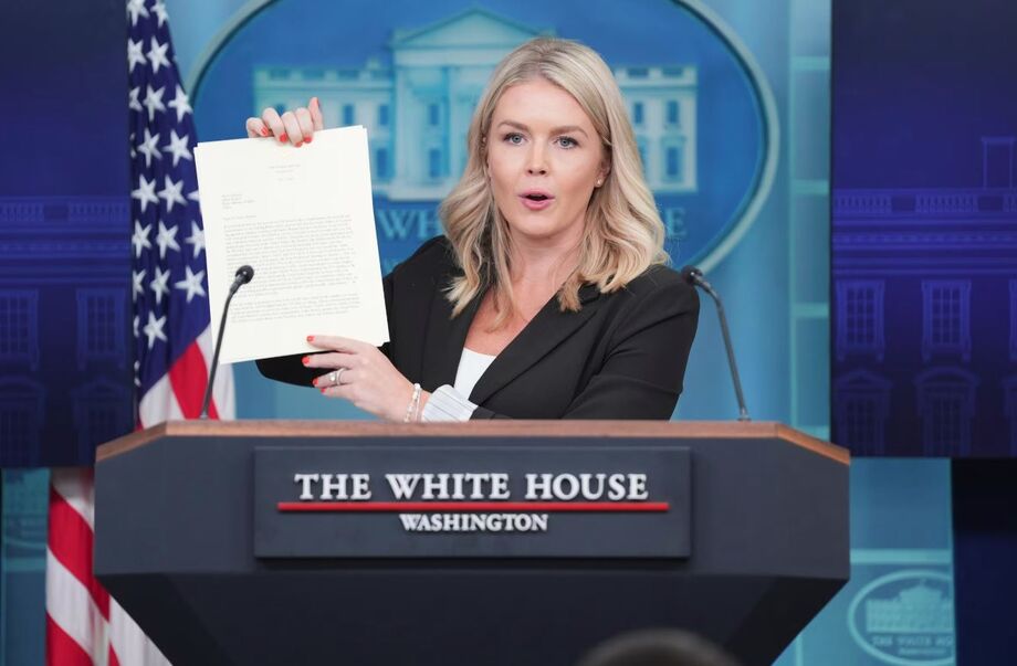 A porta-voz da Casa Branca, Karoline Leavitt, que rebateu o presidente Lula e disse que Trump não tenta ser 'imperador do mundo'