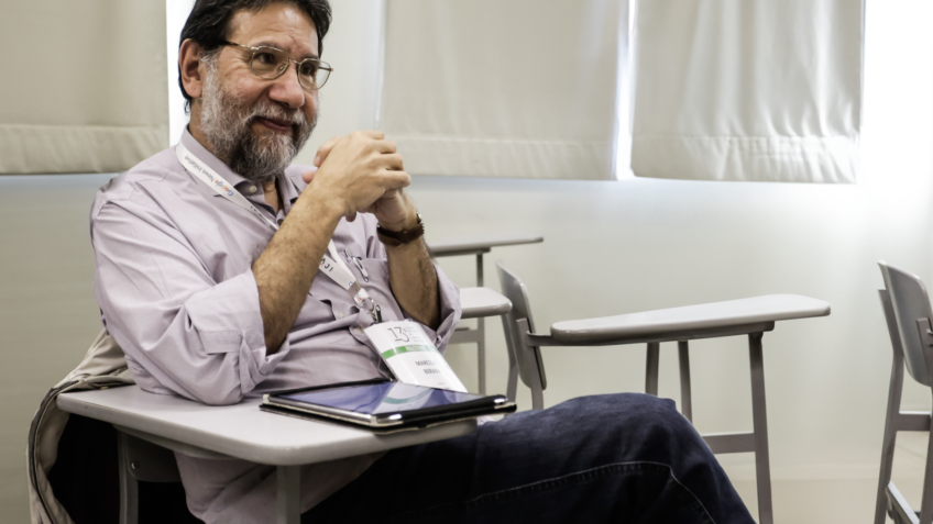 O jornalista Marcelo Beraba durante o 17º Congresso da Abraji, em agosto de 2022.