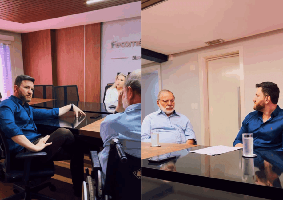 Reunião entre representantes da Fecomércio-MS e da Câmara Municipal de Campo Grande para tratar da redução do ISS para startups e empresas de tecnologia. Encontro discutiu impactos da medida e atratividade para novos investimentos