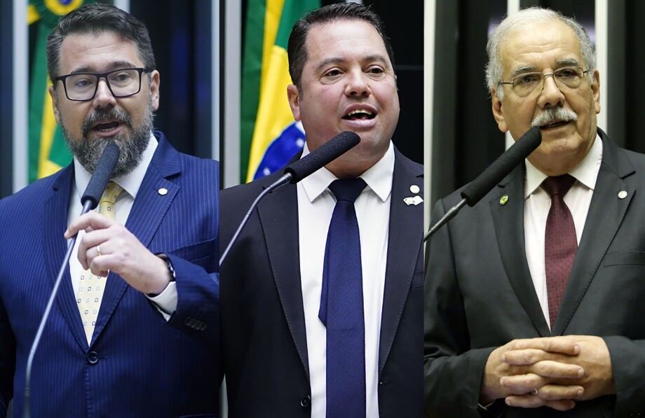 Os deputados Marcos Pollon, Rodolfo Nogueira e Luiz Ovando