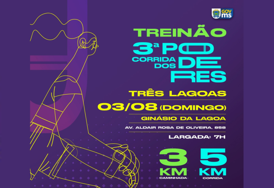 Treinão para 3ª Corrida dos Poderes chega a Três Lagoas no domingo