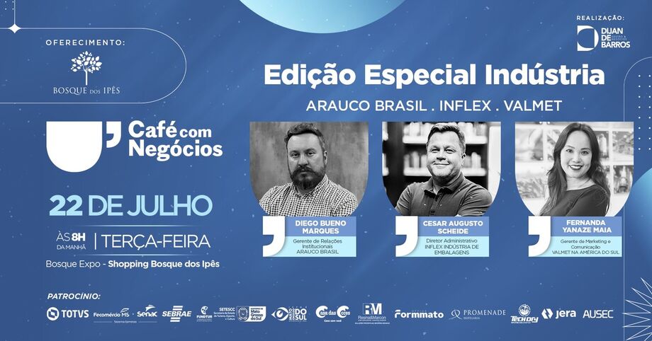Edição especial do Café com Negócios reúne lideranças da indústria para debater inovação, sustentabilidade e desenvolvimento em MS.